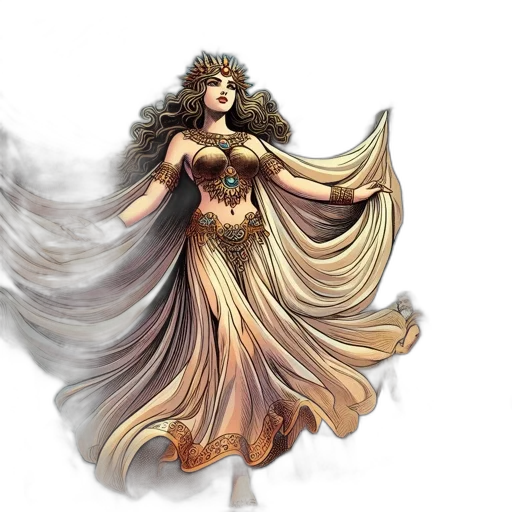 dress, fantasy art, concept art, comic book art transparent PNG cut-out