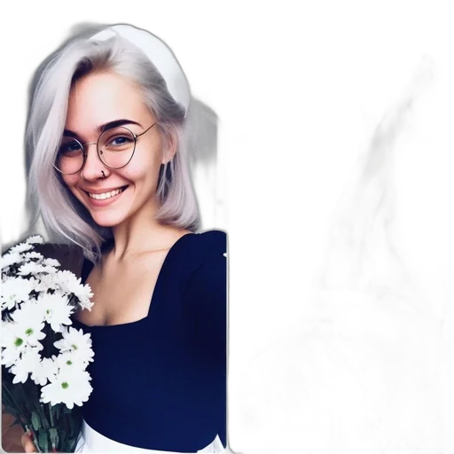 flower, face, photorealistic, cartoon transparent PNG cut-out