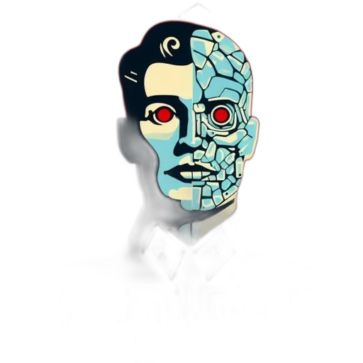 robot, mask, face, comic book art transparent PNG cut-out