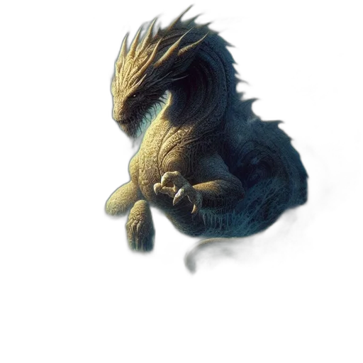 dragon, creature, animal, staff transparent PNG cut-out