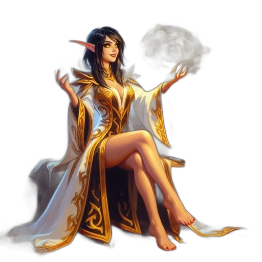 dress, staff, jewelry, fantasy art transparent PNG cut-out