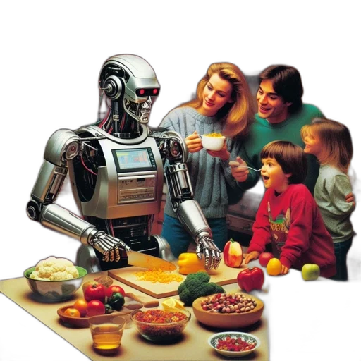 robot, food, cyberpunk, concept art transparent PNG cut-out