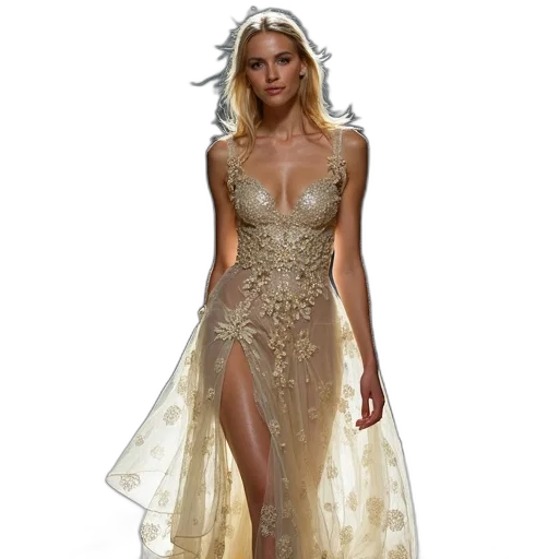 dress, concept art, fantasy art, golden transparent PNG cut-out
