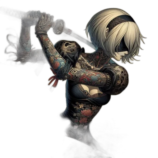 hair, weapon, creature, staff transparent PNG cut-out