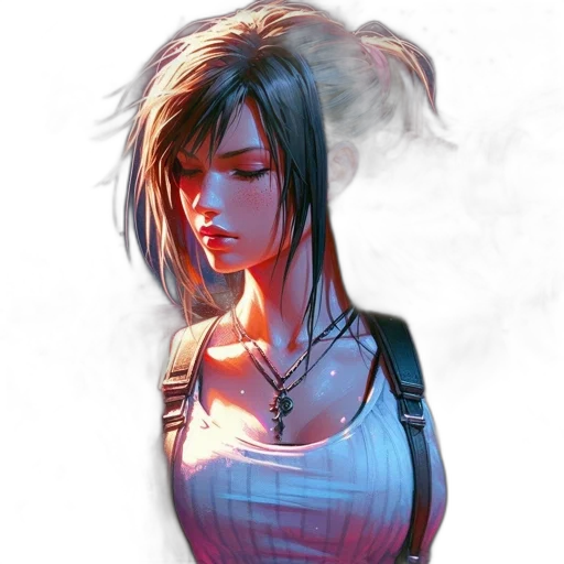 face, concept art, cyberpunk, comic book art transparent PNG cut-out