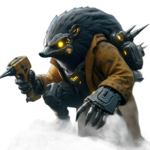 creature, dragon, robot, staff transparent PNG cut-out