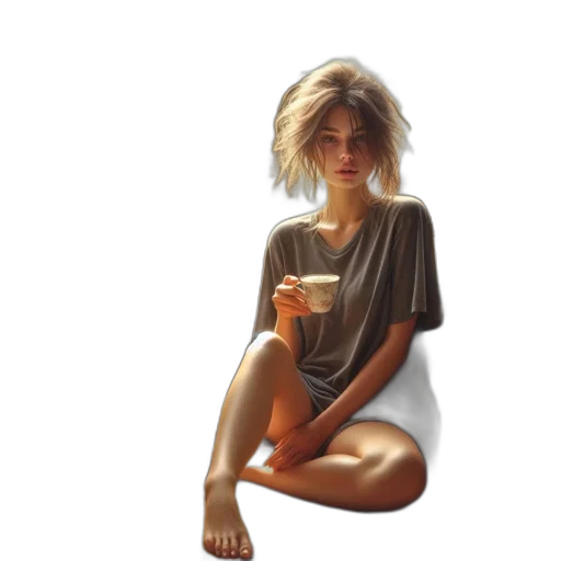 dress, face, hair, oil painting transparent PNG cut-out
