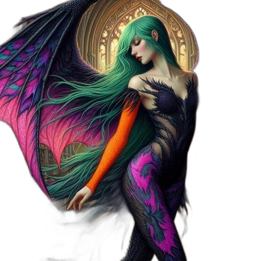 dragon, dress, fantasy art, concept art transparent PNG cut-out