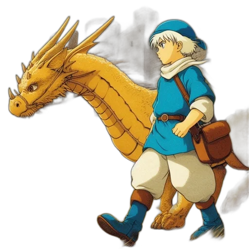 dragon, creature, sword, staff transparent PNG cut-out
