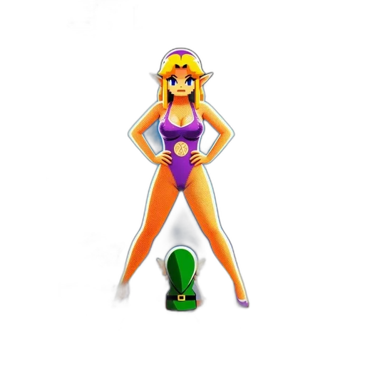 dress, hat, weapon, pixel art transparent PNG cut-out