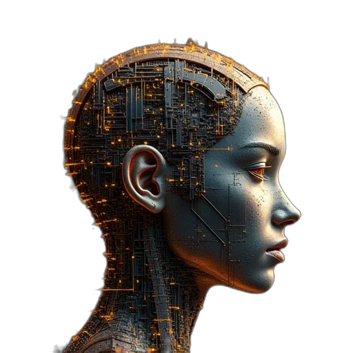robot, face, cyberpunk, 3d render transparent PNG cut-out