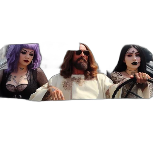 hair, vaporwave, concept art, three transparent PNG cut-out