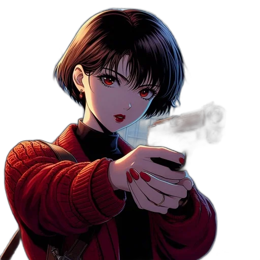 weapon, jacket, staff, anime transparent PNG cut-out