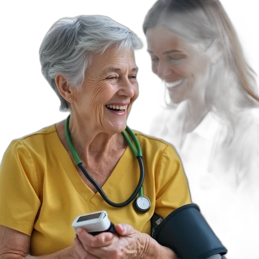staff, elderly, woman, grey transparent PNG cut-out