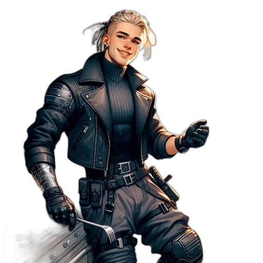 jacket, staff, concept art, cyberpunk transparent PNG cut-out