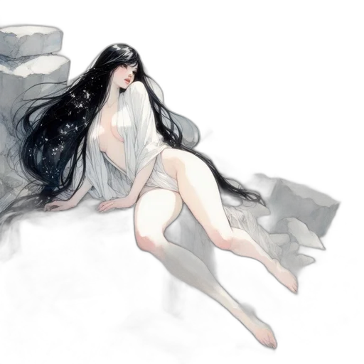 dress, creature, watercolor, fantasy art transparent PNG cut-out