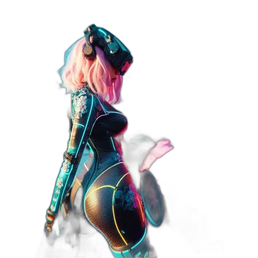 robot, dress, jacket, cyberpunk transparent PNG cut-out