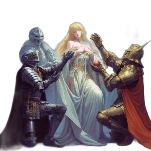 sword, dress, crown, fantasy art transparent PNG cut-out