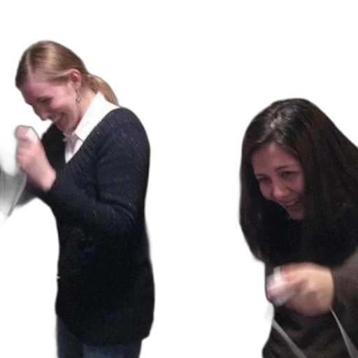 two, women, play, video transparent PNG cut-out