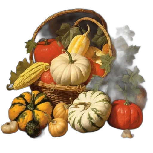 food, photorealistic, oil painting, colorful transparent PNG cut-out