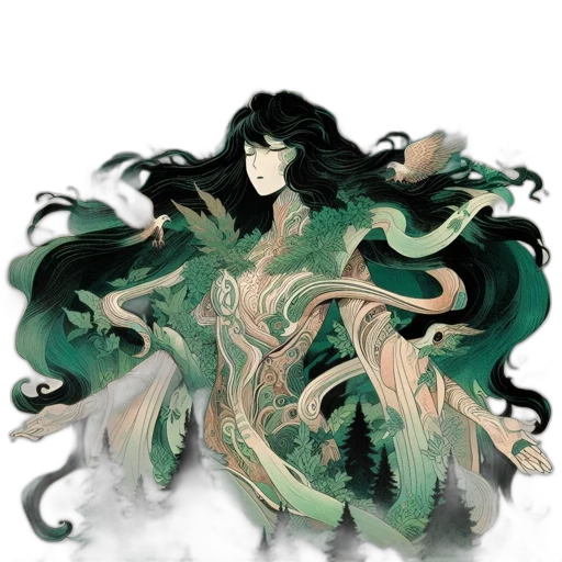 dragon, dress, creature, hair transparent PNG cut-out