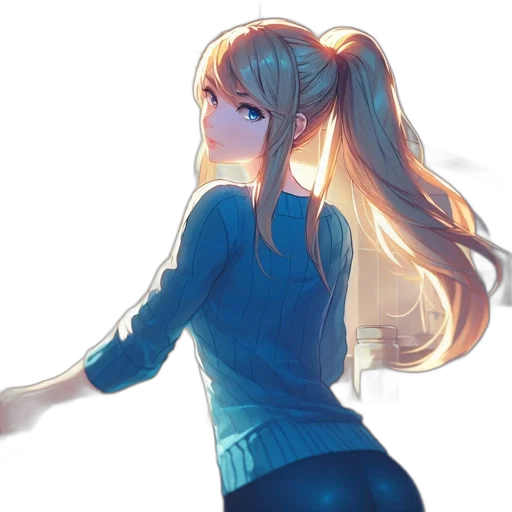 staff, dress, hair, weapon transparent PNG cut-out
