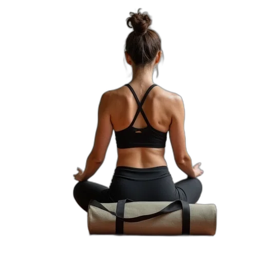 yoga, mat, bag, woman transparent PNG cut-out