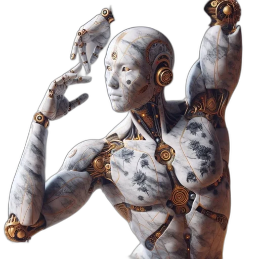 robot, jewelry, staff, face transparent PNG cut-out