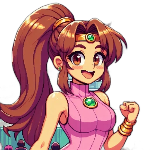 dress, staff, robot, pixel art transparent PNG cut-out