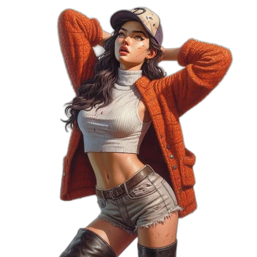 jacket, hat, weapon, concept art transparent PNG cut-out
