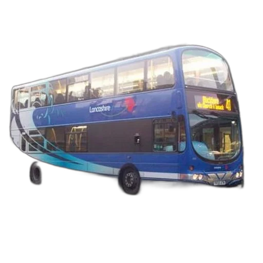 3d render, photorealistic, blue, double-decker transparent PNG cut-out