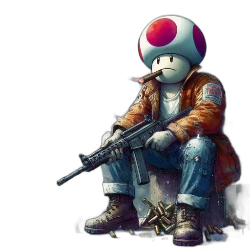 robot, weapon, jacket, mask transparent PNG cut-out