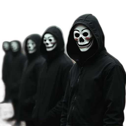mask, jacket, face, staff transparent PNG cut-out