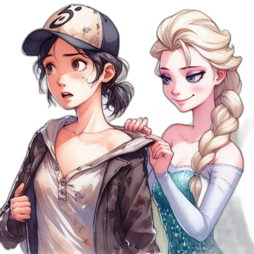 watercolor, comic book art, cartoon, anime transparent PNG cut-out