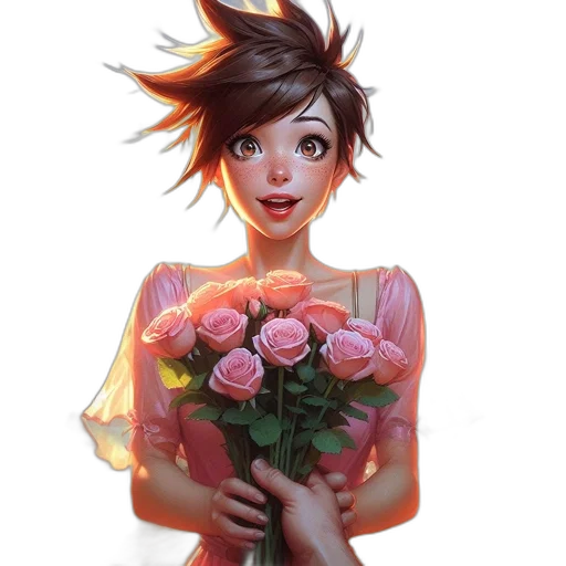 flower, dress, face, crown transparent PNG cut-out