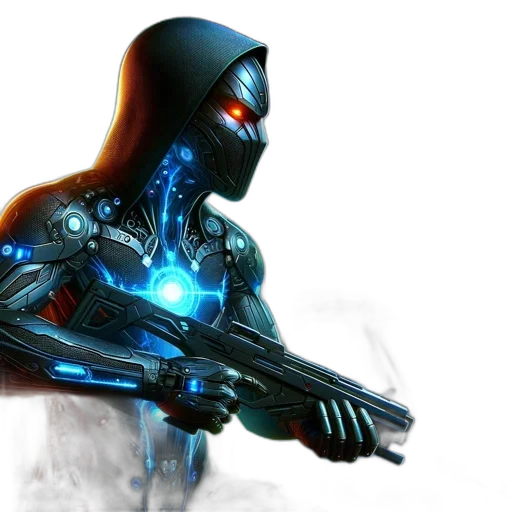 robot, concept art, cyberpunk, 3d render transparent PNG cut-out