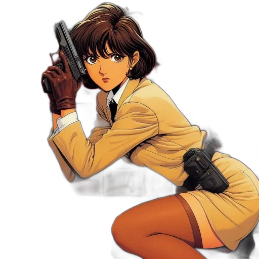 weapon, jacket, staff, anime transparent PNG cut-out