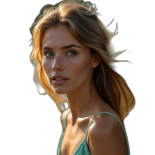 face, dress, hair, jewelry transparent PNG cut-out