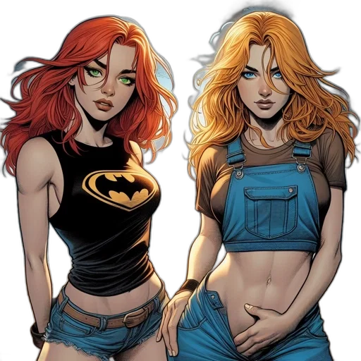 comic book art, concept art, cartoon, two transparent PNG cut-out