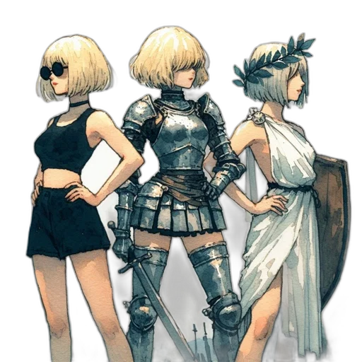 dress, sword, weapon, concept art transparent PNG cut-out