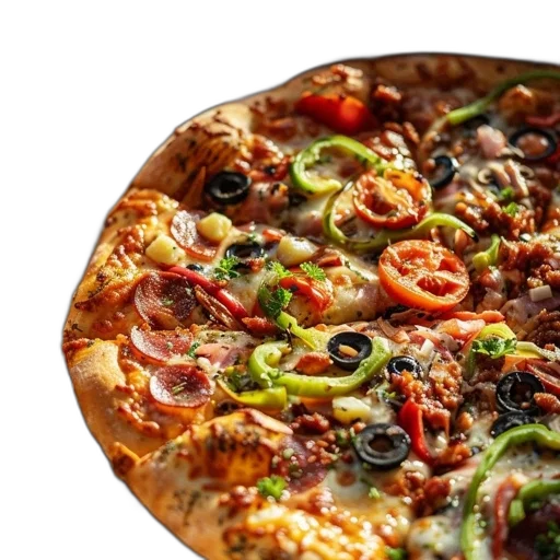 food, 3d render, photorealistic, pizza transparent PNG cut-out