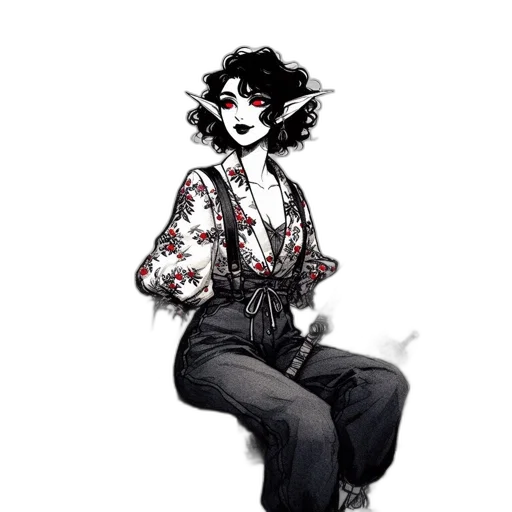 dress, jacket, staff, flower transparent PNG cut-out