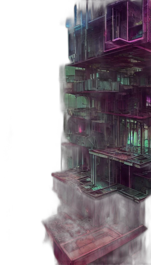 building, robot, furniture, cyberpunk transparent PNG cut-out