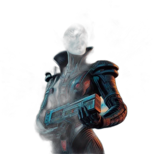 robot, weapon, jacket, mask transparent PNG cut-out