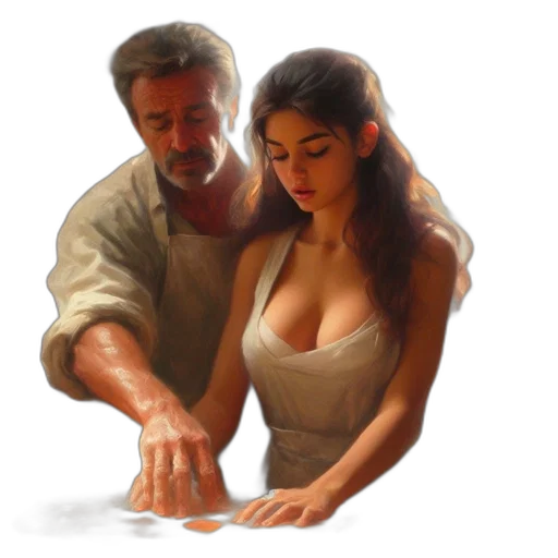 jewelry, dress, oil painting, fantasy art transparent PNG cut-out