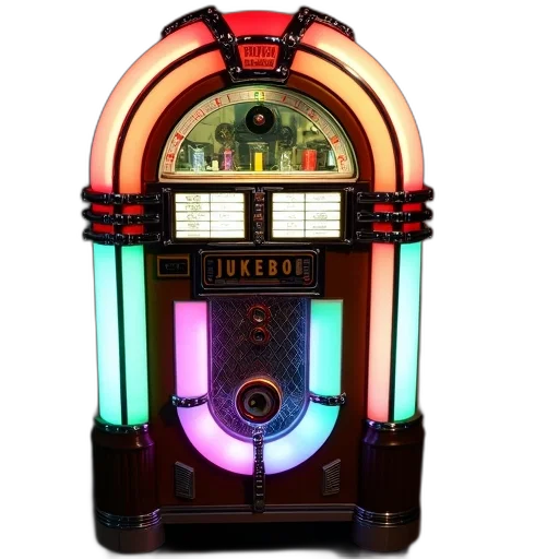 robot, neon lights, vintage, jukebox transparent PNG cut-out