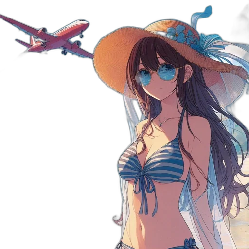 hat, umbrella, anime, concept art transparent PNG cut-out