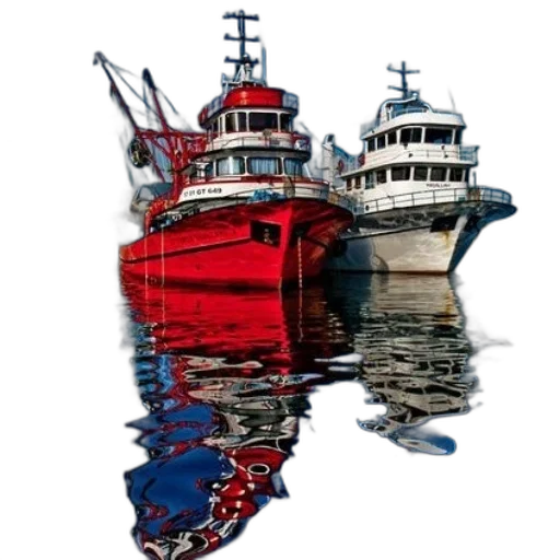 vibrant, red, boat, white transparent PNG cut-out