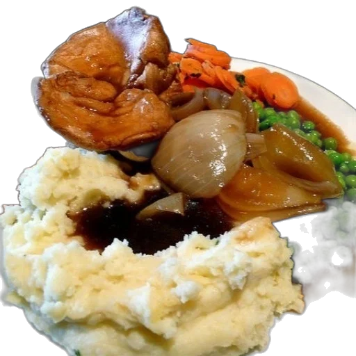 food, photorealistic, plate, mashed transparent PNG cut-out