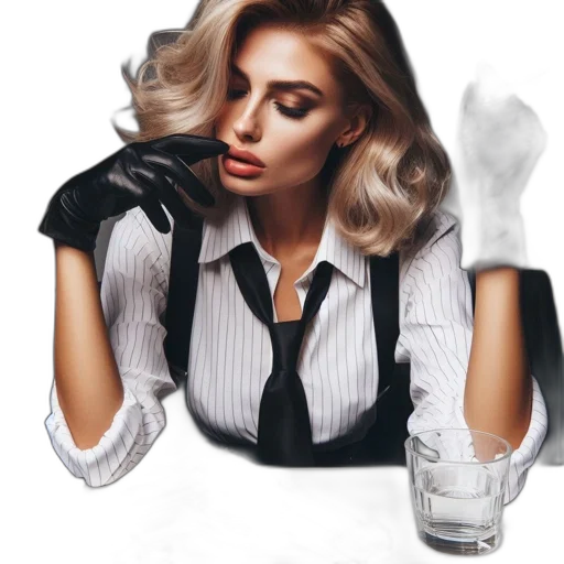 jacket, hair, face, dress transparent PNG cut-out